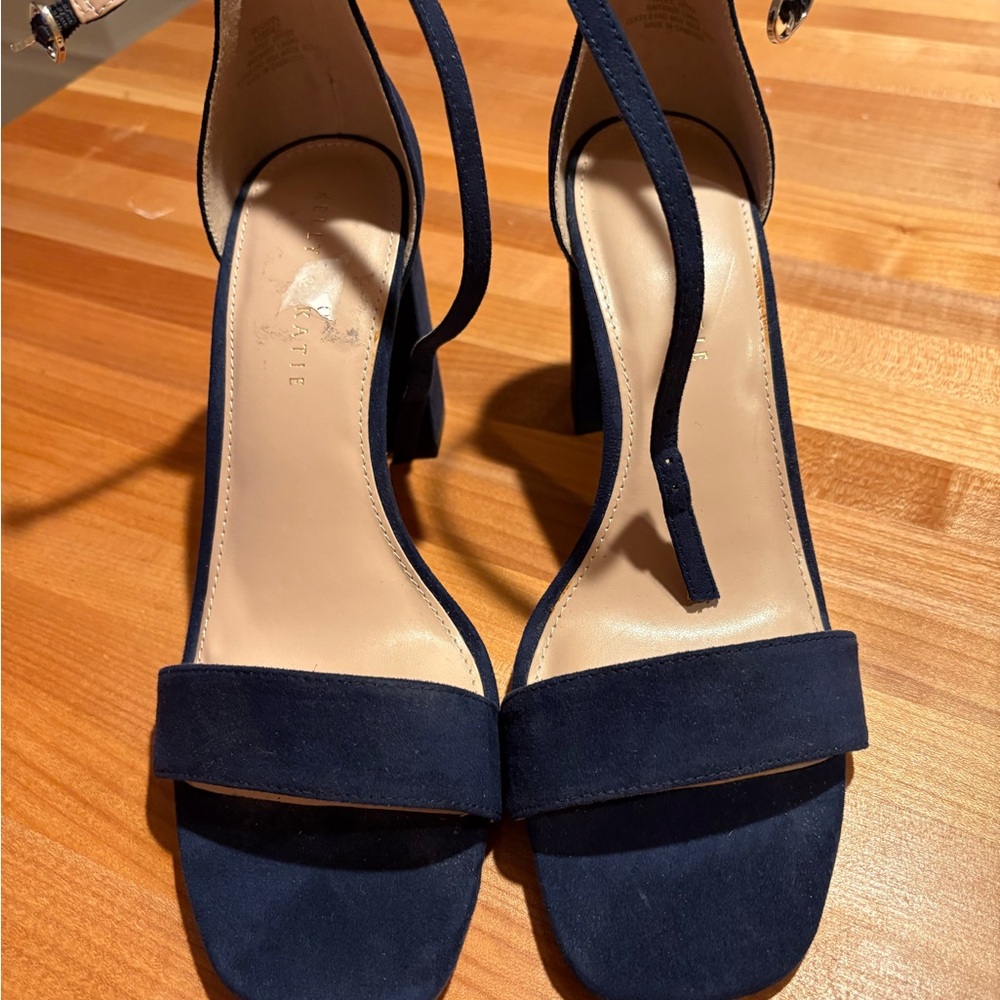 Chic Navy Suede Block Heels